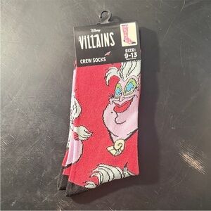 Disney Villains Ursula pink Crew Socks unisex size 9-13
